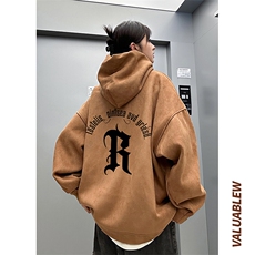 ！麂皮绒连帽卫衣直播品质重磅400克R印花JL7073-P45控78，男装卫衣，星座508（原C305）