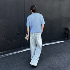 美式慵懒风翻领休闲蓝色针织衫E1101P40，男装针织衫/毛衣，星座1116-2