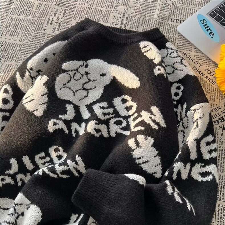 美式街头设计感圆领毛衣男慵懒风休闲鹿毛绒针织衫BM46P55,男装针织衫/毛衣,星座1116-2