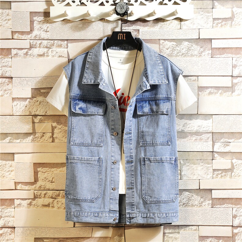 MJ214-p48-砖墙牛仔大码连帽砖墙马甲男工装ins无袖坎肩外穿,男装背心/马甲,星座103A