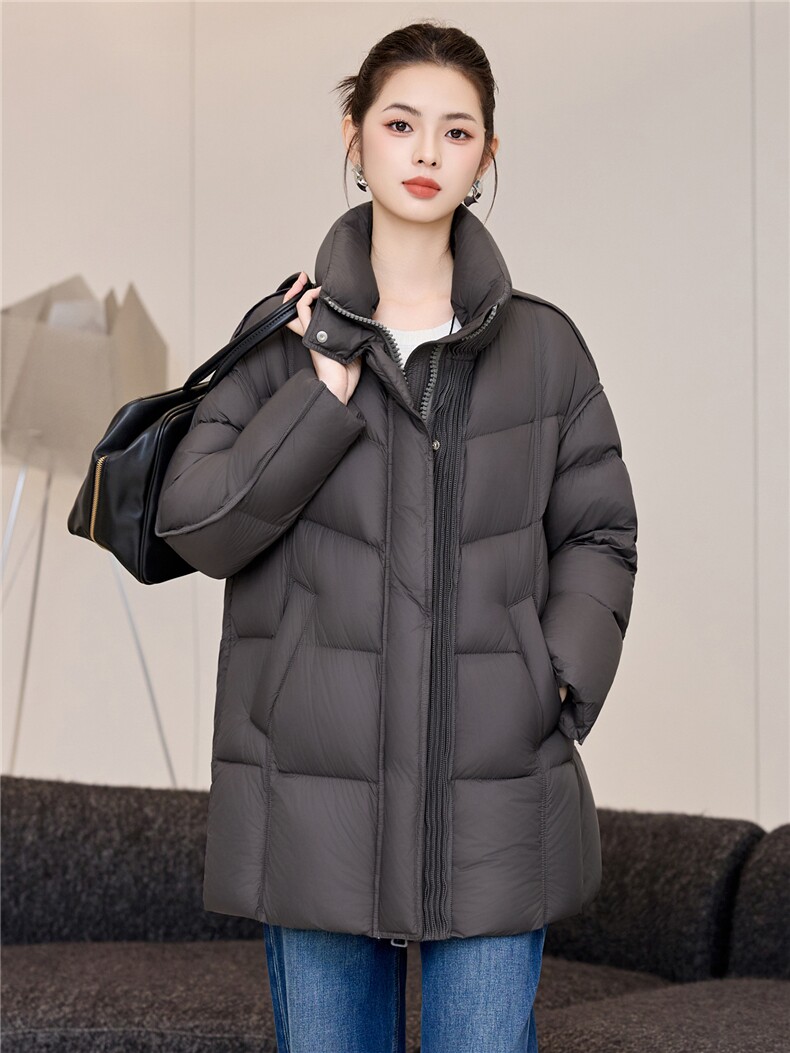 2025年冬季中长款90白鸭绒韩版显瘦百搭中长款羽绒服,女装羽绒服,阿舍尔精品