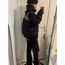 新款日系潮流百搭时尚小熊造型面包服减龄可爱棉衣棉服连帽冬外套，男装棉衣，星座506A