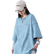 1牛仔纯棉夏季短袖t恤男潮流时尚宽松t恤男A210-A8331-P45，男装T恤，星座210-3