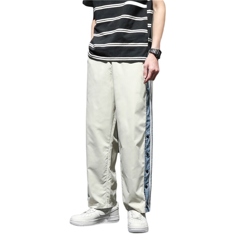 K3007/P30新款休闲裤男排扣开衩学生运动裤大码阔腿裤直筒裤，男装休闲裤，电商A141