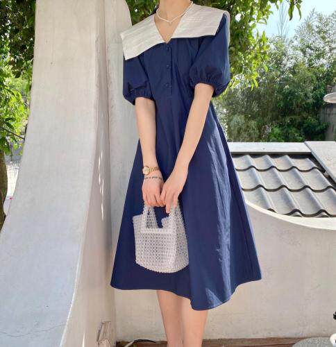 现货海军领连衣裙，女装连衣裙，NIY