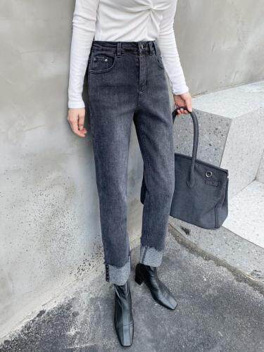 2021冬款加厚直筒牛仔裤，女装牛仔裤，雪儿诱惑