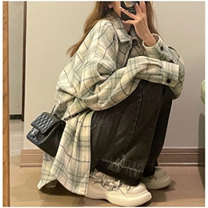 TC746-P45少女日系文艺衬衫早秋长袖翻领宽松上衣外套，男装衬衫，星座617A-2
