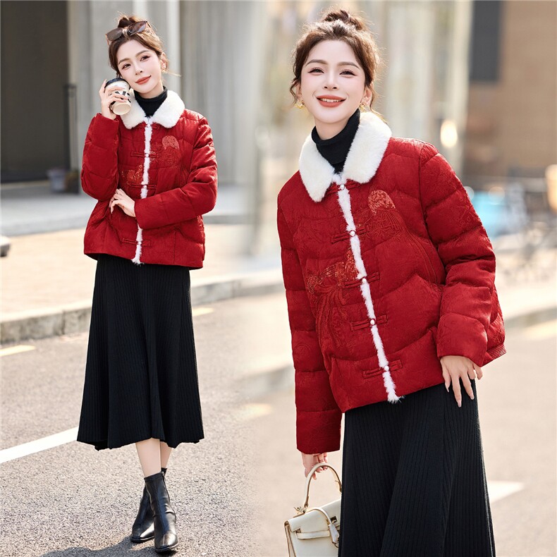 羽绒服女冬季2025年新款时尚白鸭绒加厚保暖外套,女装羽绒服,悠米
