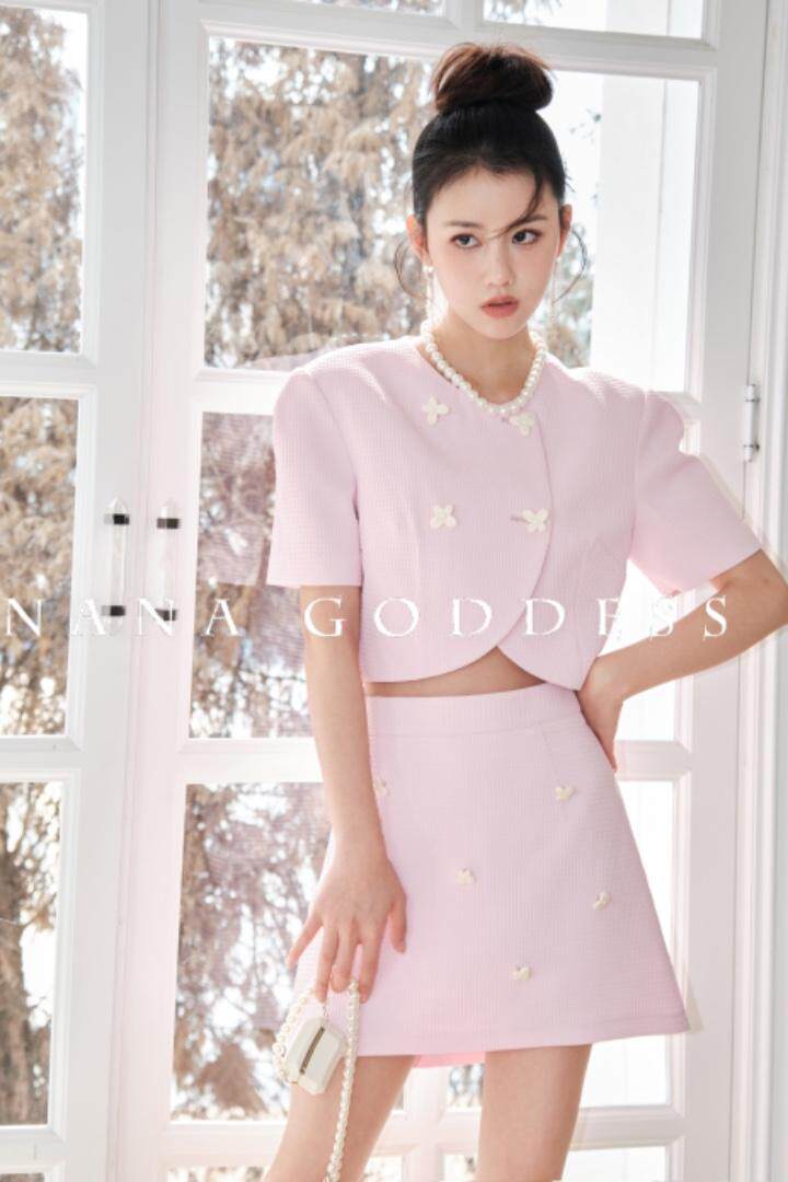 Nana-goddess夏季新款华夫格少女套装，女装职业装，DUOLINE(2F)
