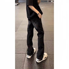 美式复古vibe高街牛仔裤男直筒弯刀拼接牛仔裤N9605/P45，男装牛仔裤，电商D202-1
