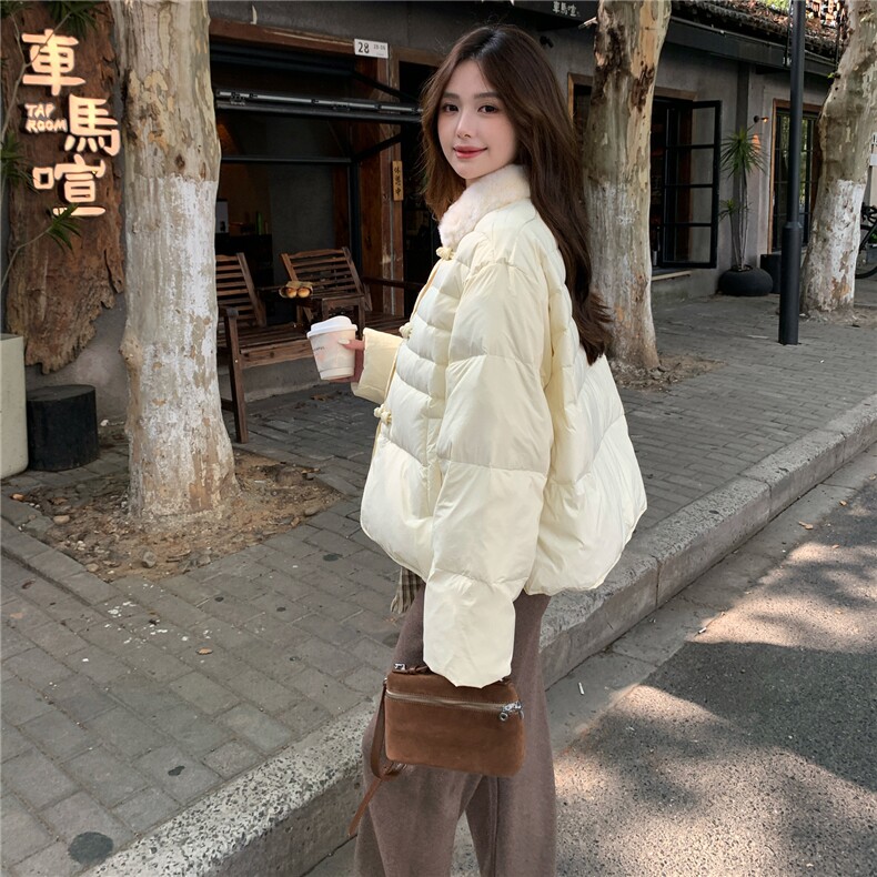 新品米白色风立领羽绒服2C273-1037-P220-K398,女装羽绒服,2C273