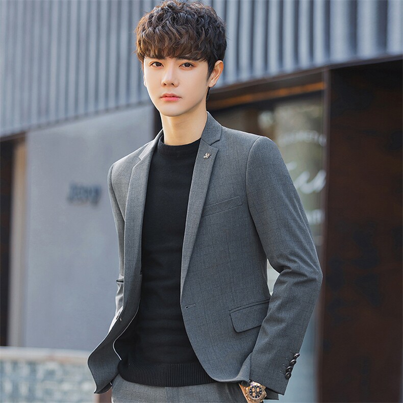 西服套装男士条纹商务正装新郎结婚礼服春秋季西装外套9903P155，男装西服套装，电商A355（原A415）