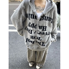 美式复古高街破洞连帽针织衫毛衣外套秋冬开衫字母外套ZY106P38，男装针织衫/毛衣，星座1112-1