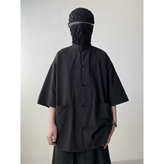 衬衫男士短袖新中式港风潮流宽松百搭2024夏季ins外套CY861-P46，男装衬衫，星座412-3