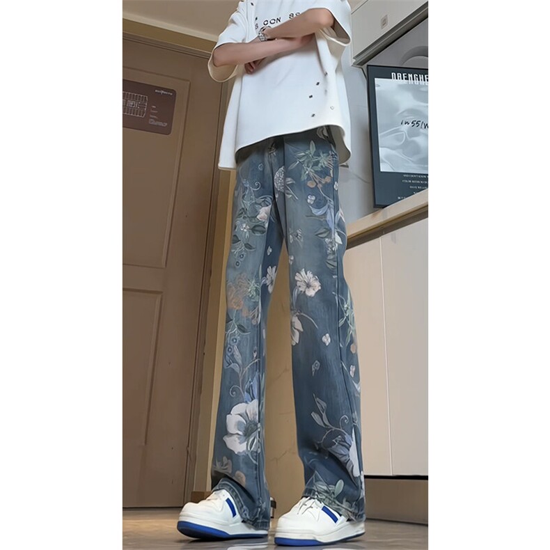 女装类目《现货主推》满印花个性裤子GXX18-P65控88，女装牛仔裤，电商C303A