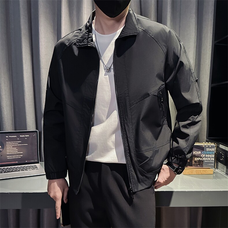 秋装新款社会小伙时尚工装夹克男店主外套男JK93-P78控128米白,男装夹克,星座301B-1