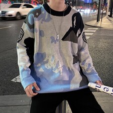 美式潮牌套头针织衫男上衣秋毛衣男长袖宽松休闲外套M126-P42，男装针织衫/毛衣，星座512-4