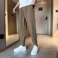 春夏季休闲裤小脚滑爽冰丝裤抖音拉链小西裤A210-K2195-P50，男装西裤，星座210-3
