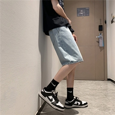 水洗做旧五分牛仔短裤男女宽松中裤阔腿裤子23新款夏季YH18/P35，男装牛仔裤，电商D256-3(原A064-3)