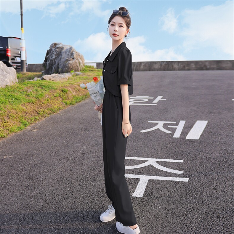 2024年夏款薄款外套吊带连体阔腿裤时尚气质两件套,女装套装/套裙,瑶迪