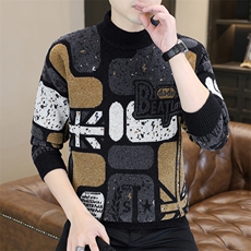 1018-1-M652-P46新款男士加厚潮流针织衫青少年内搭个性图案毛衣，男装针织衫/毛衣，星座1018-1​