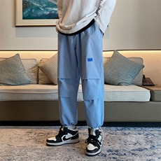 ！21春季新款膝盖褶皱设计男士休闲裤宽松百搭束脚裤K2022P45，男装休闲裤，电商B220