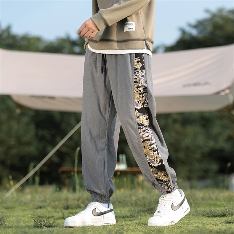 风拼接印花束脚大码灯芯绒秋冬季休闲裤哈伦裤子219-WK17-P50，男装休闲裤，星座219