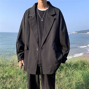 休闲西服男春秋ins潮牌宽松dk制服痞帅小西装中性外套上衣F99-P52图片