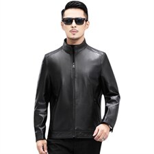 XC2105新款2021真皮机车头层牛皮修身皮夹克男士外套皮衣翻领P450,男装夹克,电商B360A（原721A）