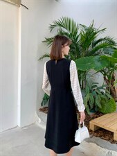 韩版甜美淑女时尚气质高雅淑女收腰拼色连衣裙，女装连衣裙，荷塘月色