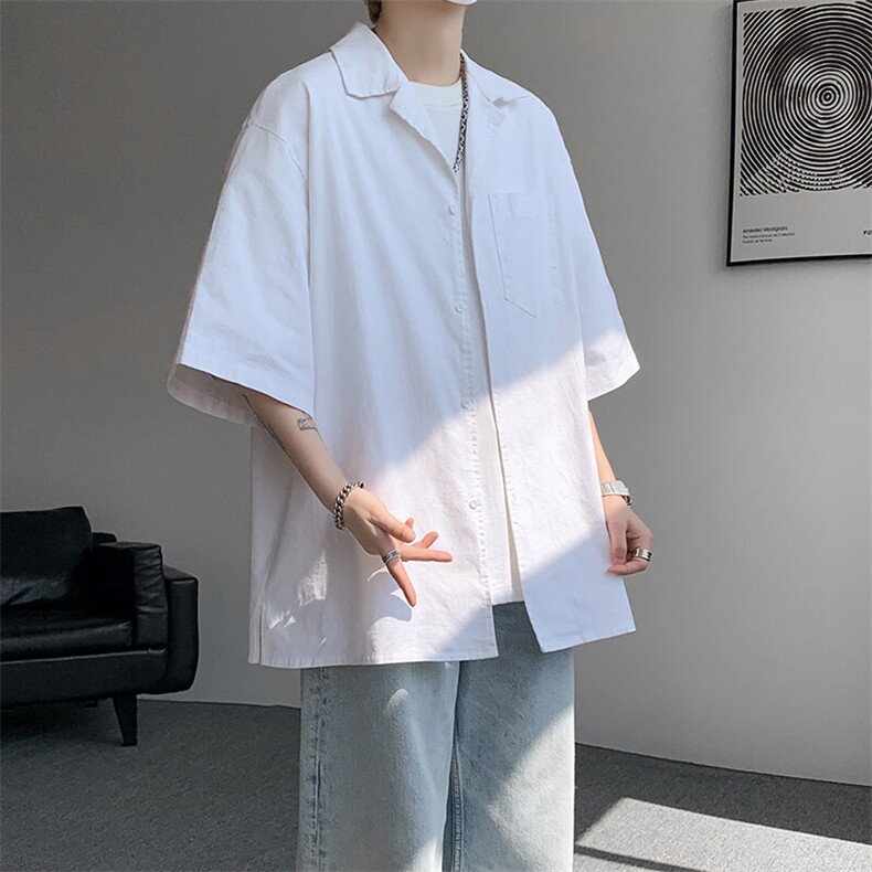 8XL-M亚麻短袖衬衫男夏薄款宽松休闲百搭大码半袖衬衣DC28002P50,男装衬衫,电商B312