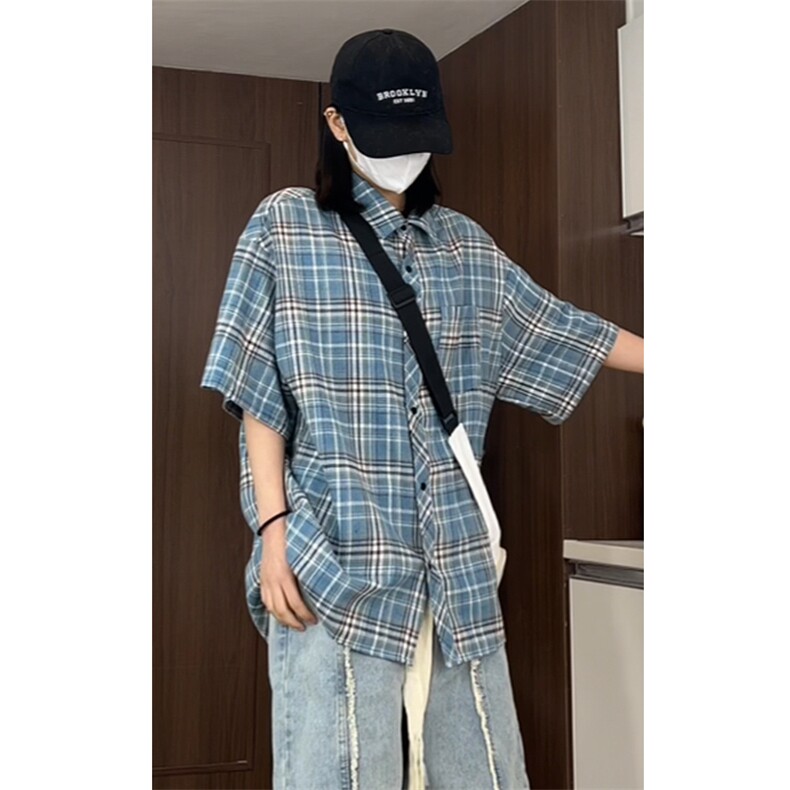 夏季复古格子大码原创休闲男半袖短袖衬衫C2174-P24【特价】,男装T恤,电商A007