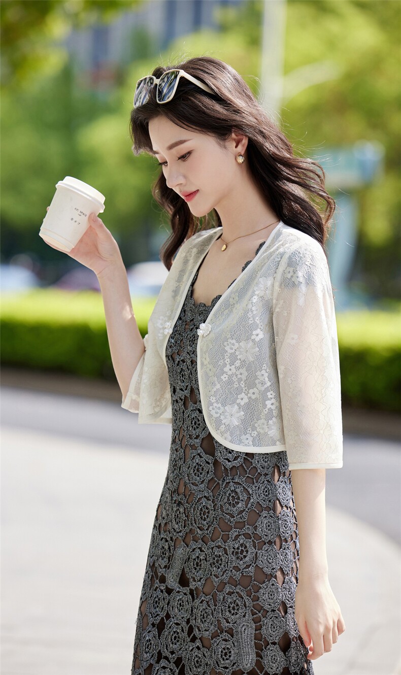 2026年夏装新款披肩搭配连衣裙空调衫,女装蕾丝衫/雪纺衫,婵米儿