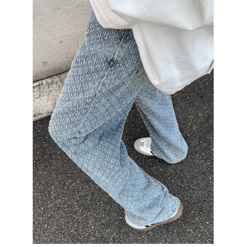N119-P55秋冬新款宽松直筒水洗牛仔裤拖地裤,男装牛仔裤,电商B327