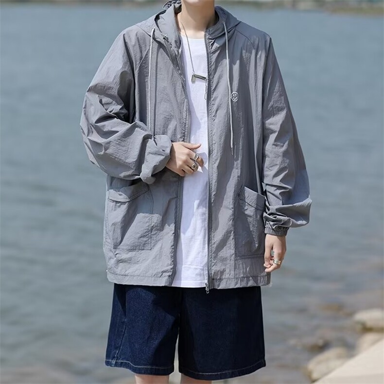 户外薄款透气防晒衣夏季美式复古高街潮牌连帽外套S07 310B-1P36图片