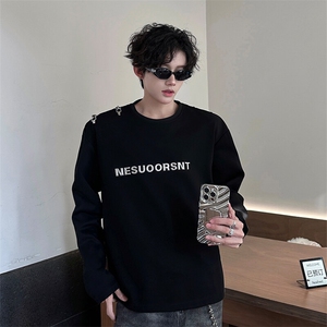 现货高品质现货春款飞机扣不对称双肩设计打底T恤潮流高街卫衣P55图片