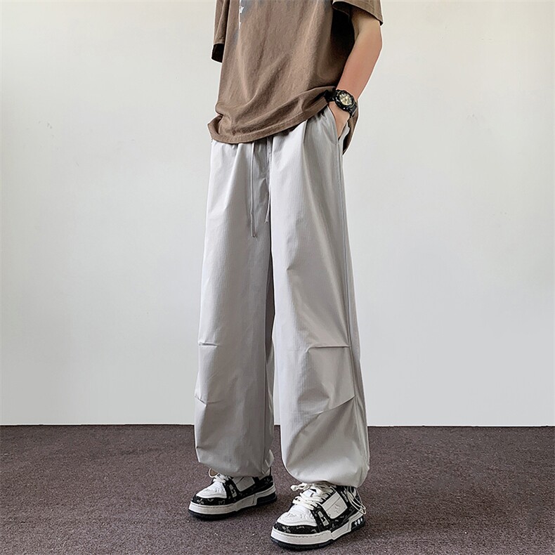 夏季薄款户外防水冲锋裤男女同款美式高街宽松休闲拖地裤,男装休闲裤,星座410-7