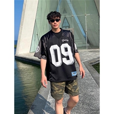 美式男生夏季时尚网眼短袖透气宽松运动T恤潮牌拼接上衣TA214-P40，女装T恤，星座208-5