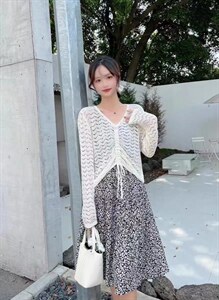 秋季碎花两件套连衣裙图片