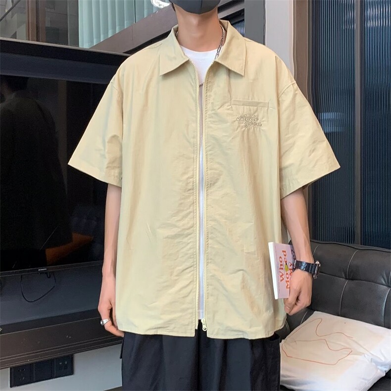 男气质衬衫潮青春流行慵懒ins日常标准夏季百搭潮流五分袖新款,男装衬衫,星座716-3