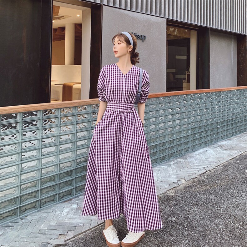 24号出货夏季新格子连衣裙（原8605）225-1932（）,女装连衣裙,浙宝225