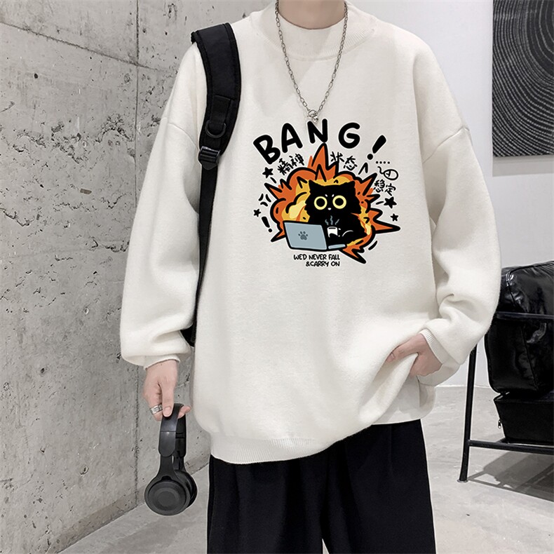 半高领毛衣男大码胖子针织衫毛线衣M18405-P45加绒款-P65,男装针织衫/毛衣,电商A040
