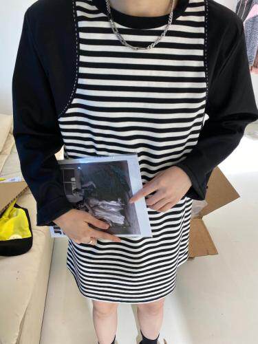 【现货】秋季新款特色明线拼接连衣裙，女装连衣裙，二分之一