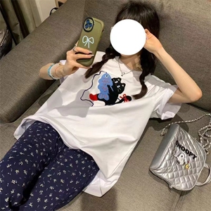 H0763-P35毛巾绣新款休闲宽松版短袖T恤图片