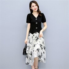 不规则短袖T韩版新款设计感显瘦修身V领套装，女装套装/套裙，布芭啦