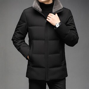 羽绒服冬季新款羊毛毛领中年男士爸爸冬装鸭绒外套QLMF12001-P275，男装羽绒服，电商B212（原钱塘6029）