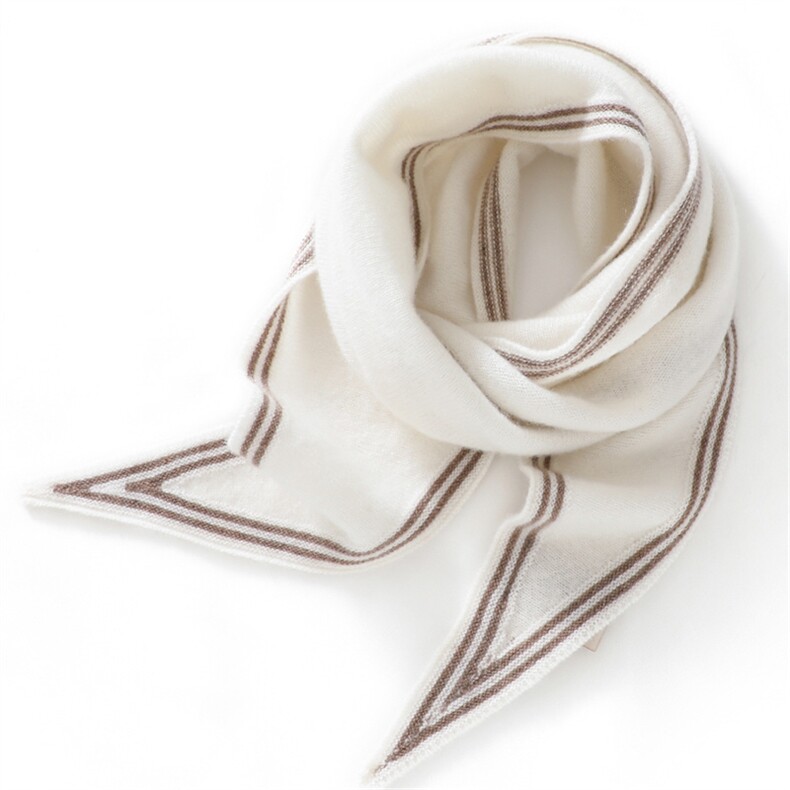 气质拼色100%纯山羊绒围巾女轻奢三角巾披肩亲肤2025秋冬保暖针织，围巾，镁纯羊绒