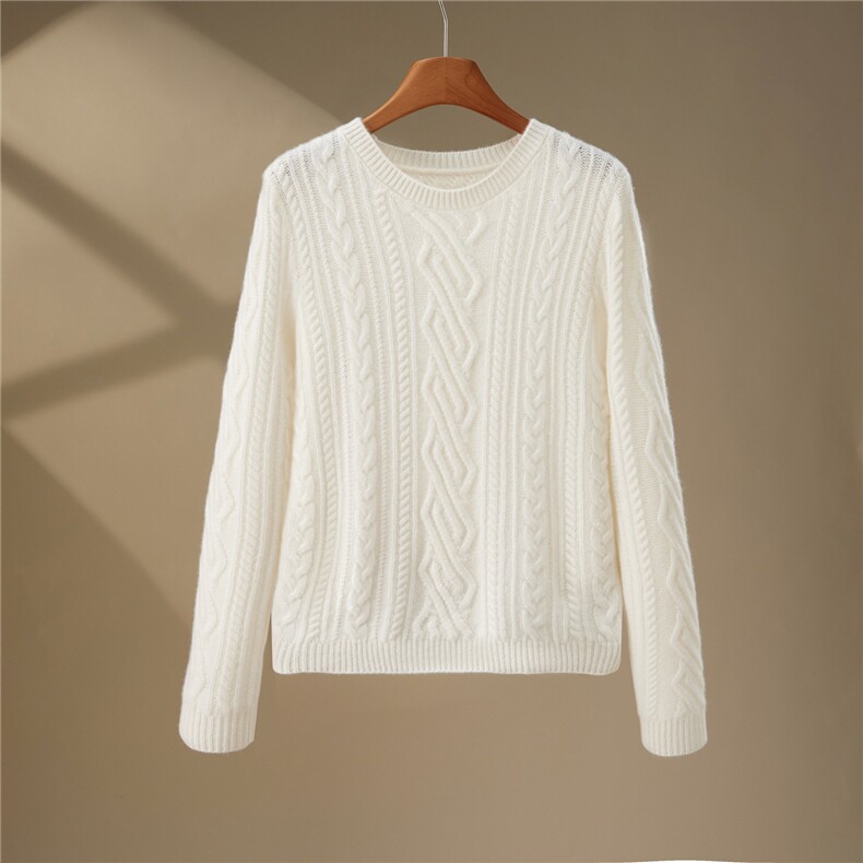 2025年秋季新款鄂家圆领提花针织上衣休闲时尚通勤，女装羊绒衫，鹿一羊绒