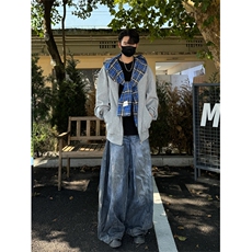 现货！320克双层连帽卫衣拼接假两件开衫外套1005-FWWY03-P88，女装短外套，星座1005