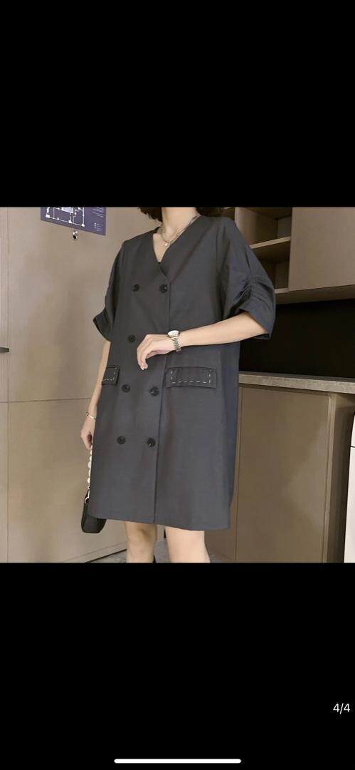 双排扣连衣裙，女装连衣裙，兰雨曦